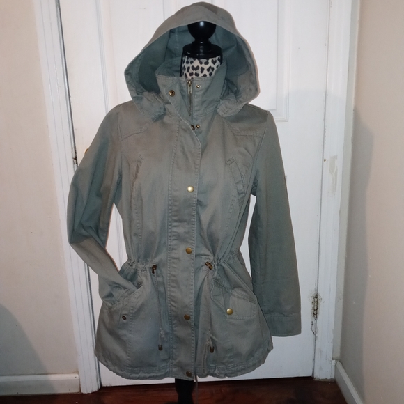 STYLE & CO. COTTON HOODED UTILITY JACKET SAGE size - Picture 3 of 8